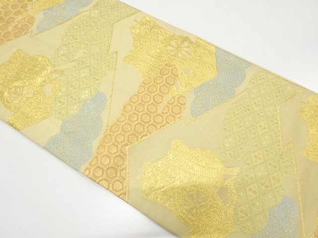 JAPANESE KIMONO / ANTIQUE FUKURO OBI / SILK / WOVEN CARRIAGE
